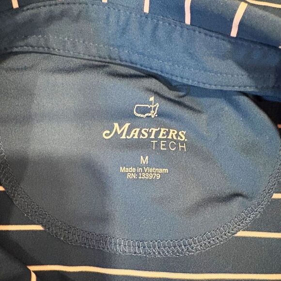 Masters Tech Golf Polo Shirt Stripe Size M Stretch Performance Fabric - Picture 6 of 8